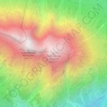 Carte topographique Hohe Munde Ostgipfel, altitude, relief