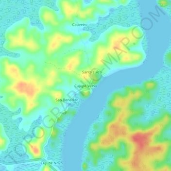 Carte topographique Cujupé Velho, altitude, relief