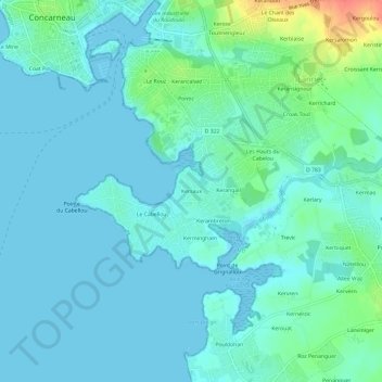 Carte topographique Kersaux, altitude, relief