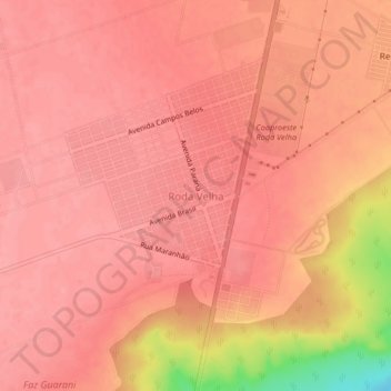 Carte topographique Roda Velha, altitude, relief