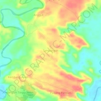 Carte topographique Tambangan, altitude, relief
