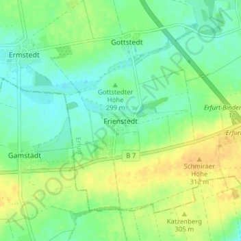Carte topographique Frienstedt, altitude, relief