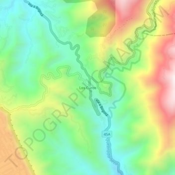Carte topographique Los Curos, altitude, relief