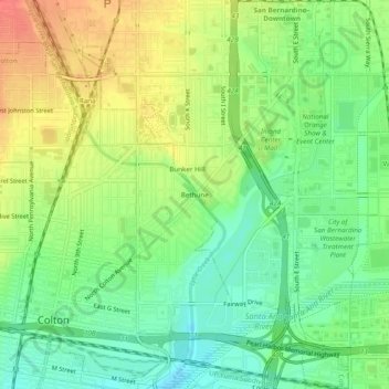 Carte topographique Bethune, altitude, relief
