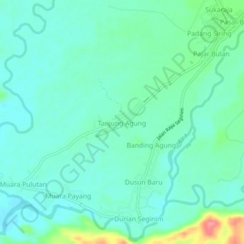 Carte topographique Tanjung Agung, altitude, relief