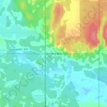 Carte topographique Onion Lake, altitude, relief