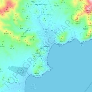 Carte topographique San José, altitude, relief