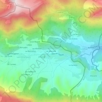Carte topographique Les Mourards, altitude, relief