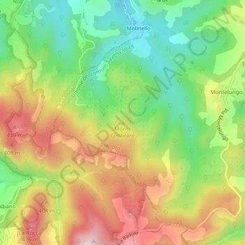 Carte topographique Monte Ombraro, altitude, relief