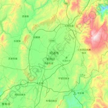 Carte topographique 昭通市, altitude, relief