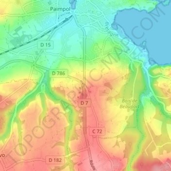 Carte topographique La Lande Blanche, altitude, relief