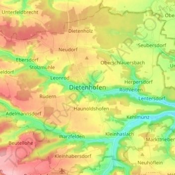 Carte topographique Dietenhofen, altitude, relief