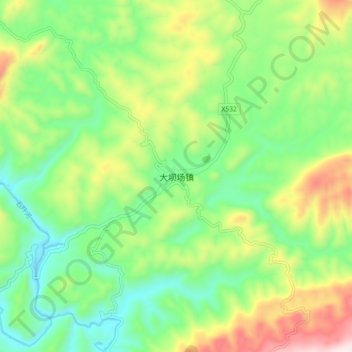 Carte topographique 大坝场镇, altitude, relief