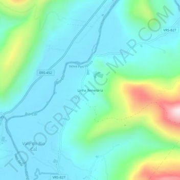 Carte topographique Linha Temerária, altitude, relief