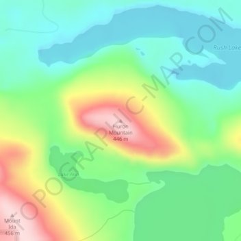 Carte topographique Huron Mountain, altitude, relief