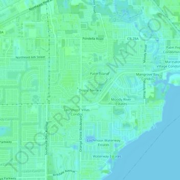 Carte topographique Tropic Terrace, altitude, relief