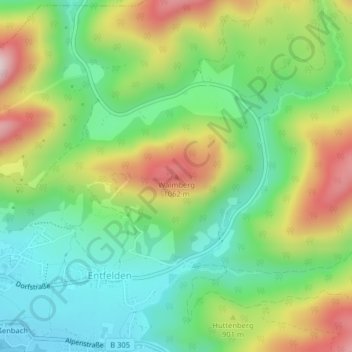 Carte topographique Walmberg, altitude, relief