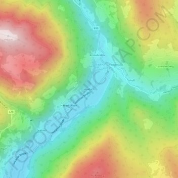 Carte topographique Waidach, altitude, relief