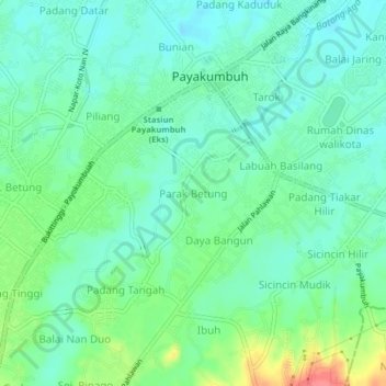 Carte topographique Parak Betung, altitude, relief