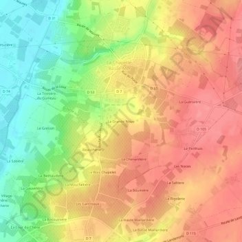 Carte topographique La Grande Noue, altitude, relief