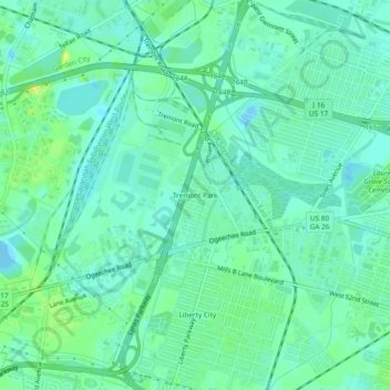 Carte topographique Tremont Park, altitude, relief