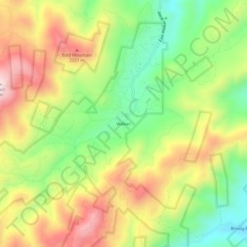 Carte topographique Walker, altitude, relief