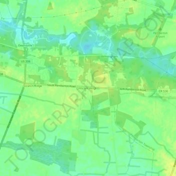 Carte topographique Crescent Heights, altitude, relief