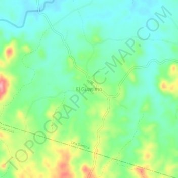 Carte topographique El Guasimo, altitude, relief