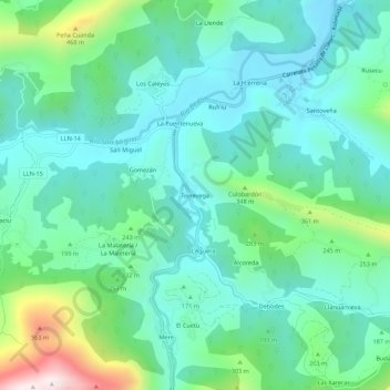 Carte topographique Torrevega, altitude, relief