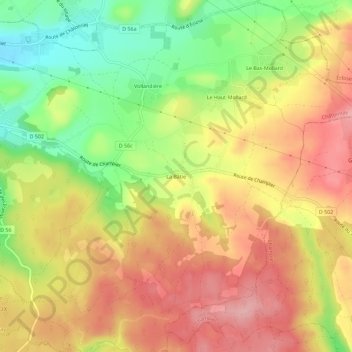 Carte topographique La Bâtie, altitude, relief