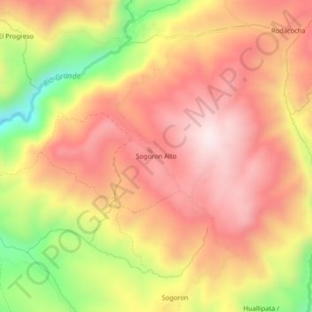 Carte topographique Sogoron Alto, altitude, relief