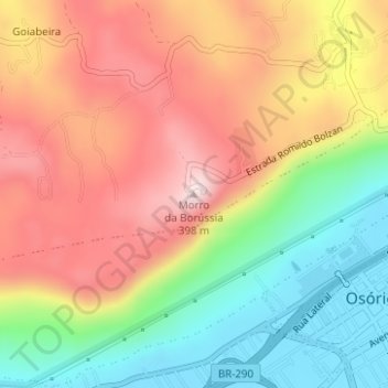 Carte topographique Morro da Borússia, altitude, relief