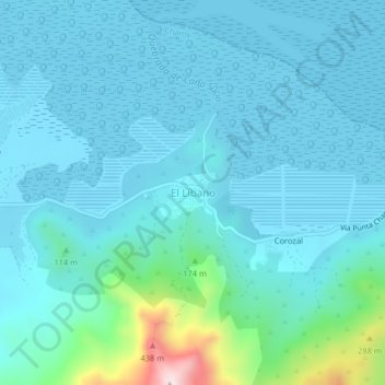 Carte topographique El Líbano, altitude, relief