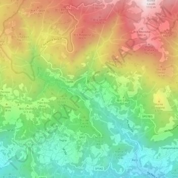 Carte topographique Alpicella, altitude, relief