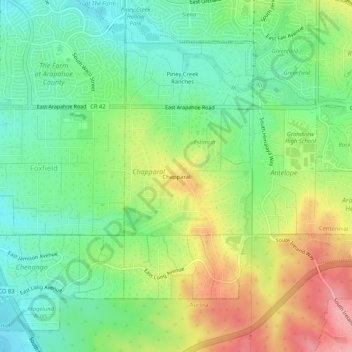 Carte topographique Chapparal, altitude, relief