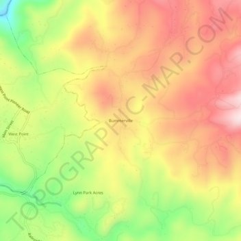 Carte topographique Bummerville, altitude, relief