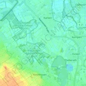 Carte topographique Werlo, altitude, relief