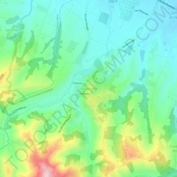 Carte topographique Varignana, altitude, relief