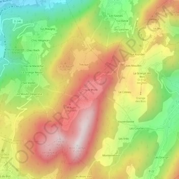 Carte topographique Très le Mont, altitude, relief