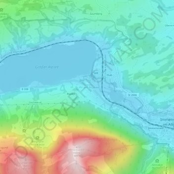 Carte topographique Bühl am Alpsee, altitude, relief