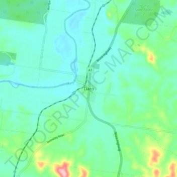 Carte topographique Tiaro, altitude, relief