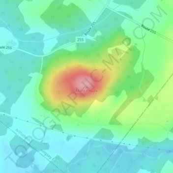 Carte topographique Mont Proulx, altitude, relief