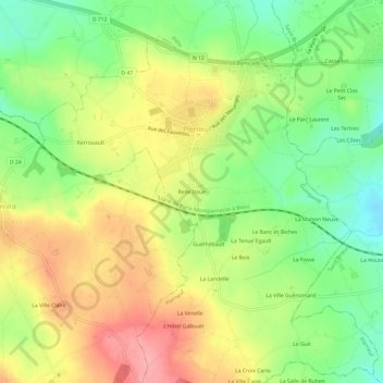 Carte topographique Belle Issue, altitude, relief