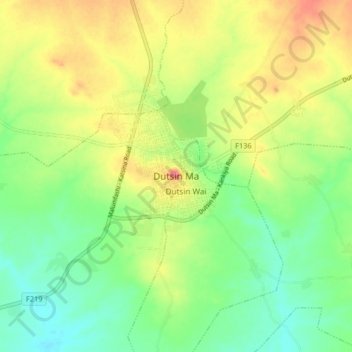Carte topographique Dutsin Ma, altitude, relief
