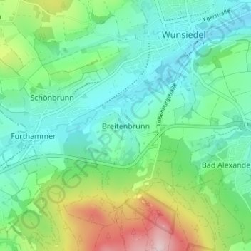 Carte topographique Breitenbrunn, altitude, relief