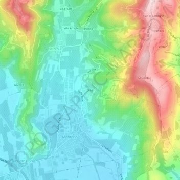 Carte topographique Olivè, altitude, relief