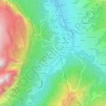Carte topographique La Villa, altitude, relief
