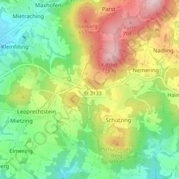 Carte topographique Klessing, altitude, relief