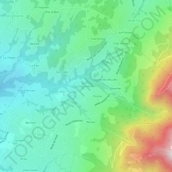 Carte topographique Chez Coquard, altitude, relief