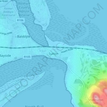 Carte topographique Sutton, altitude, relief